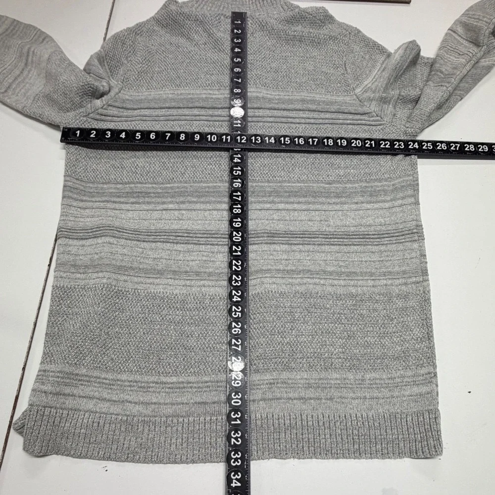 Flag‎ & Anthem Sweater Mens XXL Grey Cotton Marl Mock Neck Striped Henley